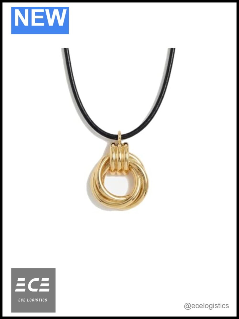 Knot Pendant Necklace 18K Gold Plated Brass 16 in Adjustable